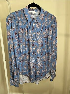 Veronica Beard Sky Blue Floral Button-Down Shirt